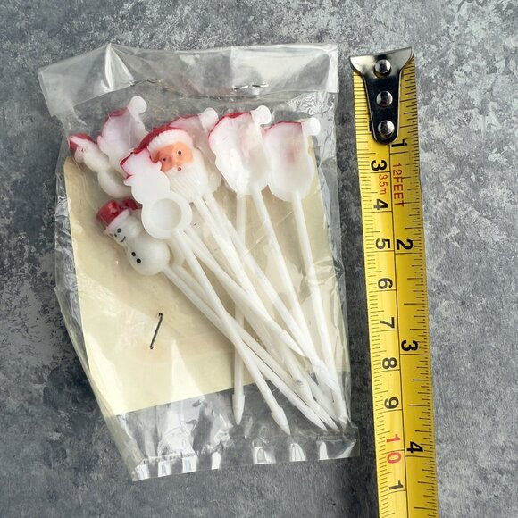 Vintage Miniature Christmas Party Appetizer Drink Picks Santa Head 8727 NEW - Picture 3 of 3